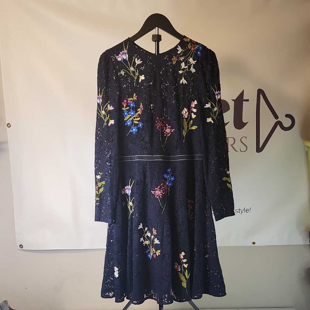 Karen Millen Navy Dress with Embroidery - Picture 1 of 9